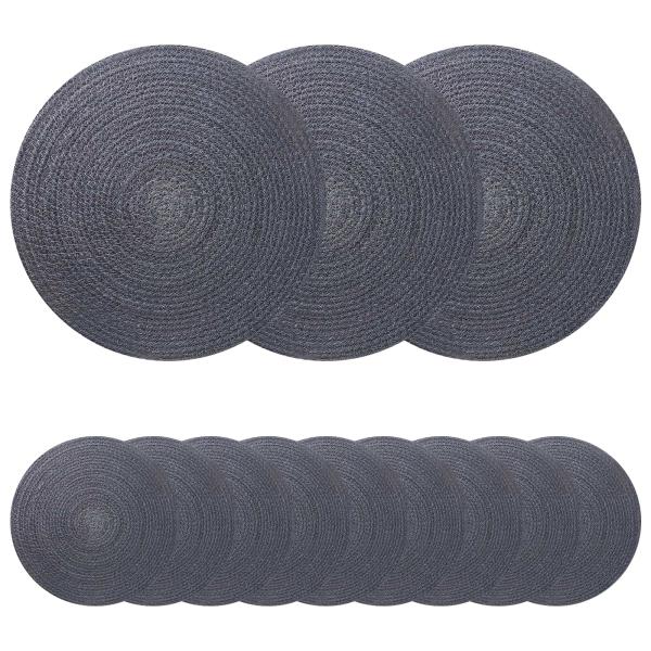 ARDEBO.de - Jute-Untersetzer 12 Stk. Dunkelgrau 100% Tossa-Jute