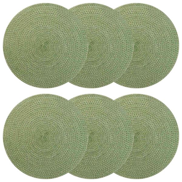 ARDEBO.de - Jute-Untersetzer 6 Stk. Olivgrün 100% Tossa-Jute