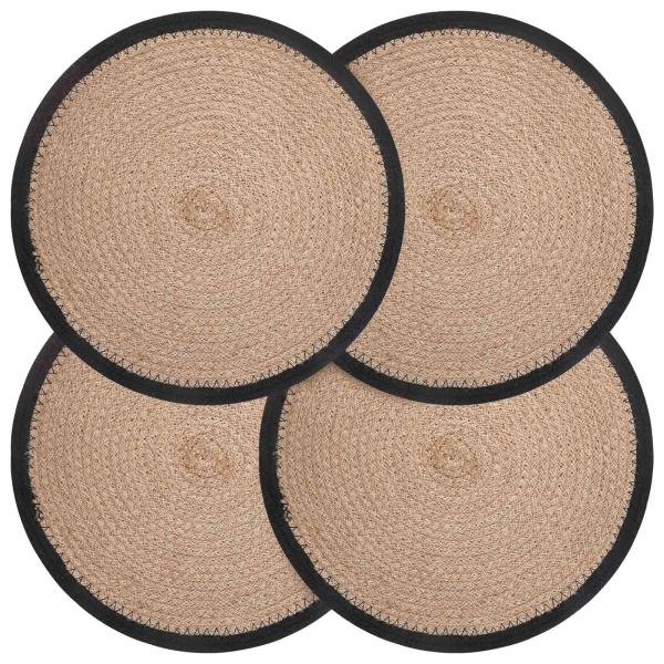 ARDEBO.de - Jute Platzsets 4 Stk. Natürlich und Schwarz 100% Tossa Jute