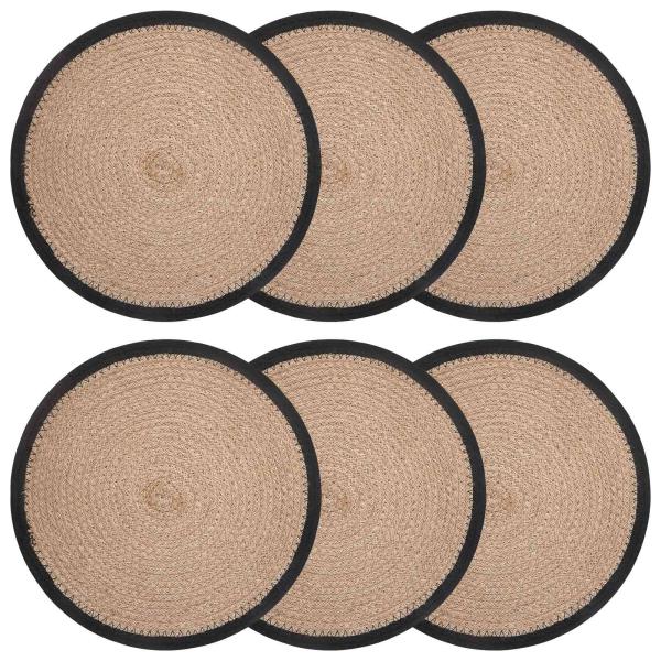 Jute Platzsets 6 stk. Natürlich und Schwarz 100% Tossa Jute