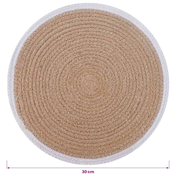 Jute Platzsets 4 Stk. Natürlich und Weiß 100% Tossa Jute