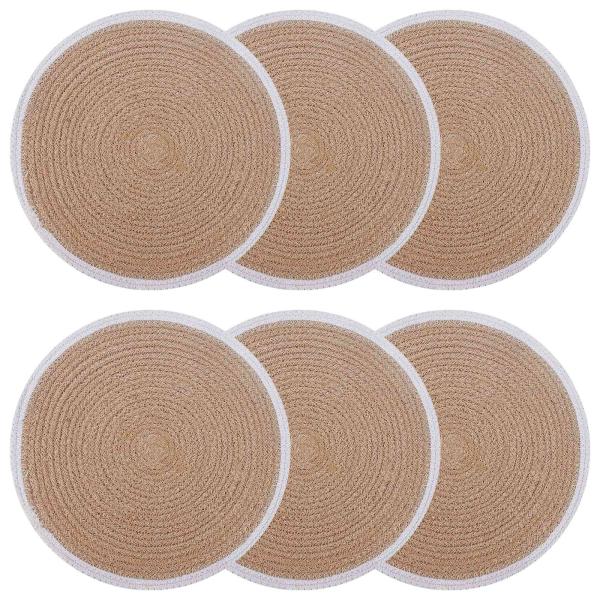 Jute Platzsets 6 stk. Natürlich und Weiß 100% Tossa Jute