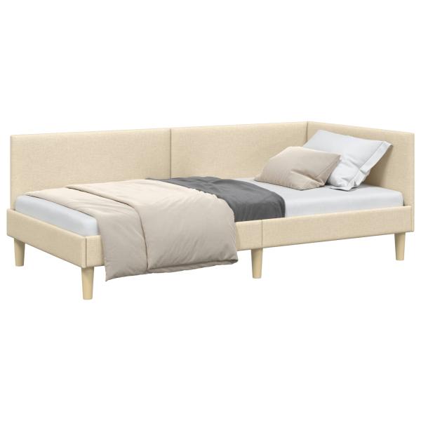 Eckbettgestell Creme 90 x 190 cm Stoff