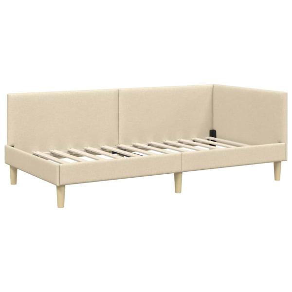 Eckbettgestell Creme 90 x 190 cm Stoff