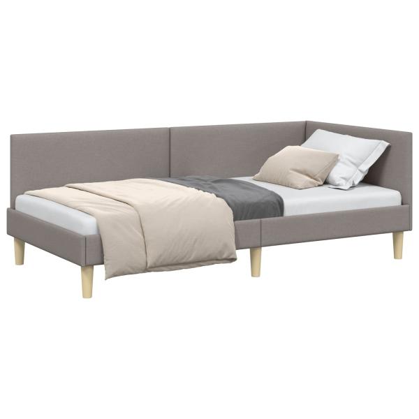 Eckbettgestell Taupe 90 cm x 200 cm Stoff und Sperrholz
