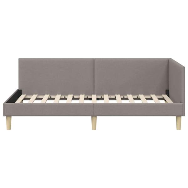 Eckbettgestell Taupe 90 cm x 200 cm Stoff und Sperrholz