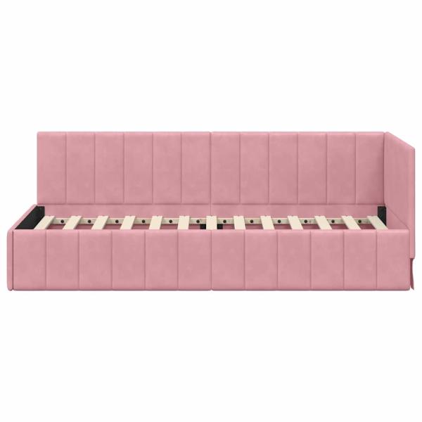 Eckbettgestell mit Kopfteil Rosa 80 cm x 200 cm Samt