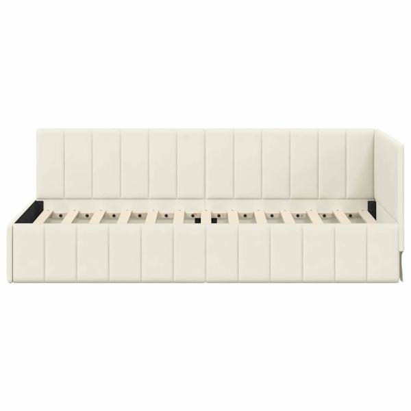 Eckbettgestell mit Kopfteil Creme 80 cm x 200 cm Samt