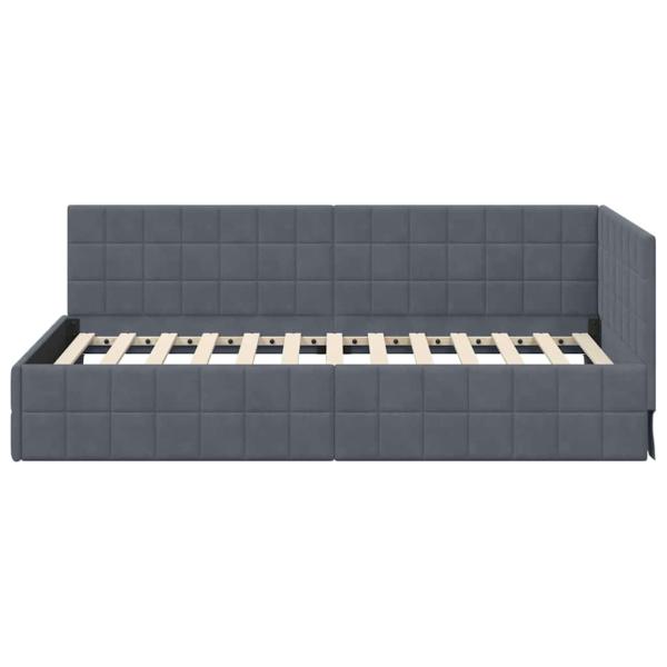 Eckbettgestell mit Kopfteil Dunkelgrau 90 cm x 190 cm Samt