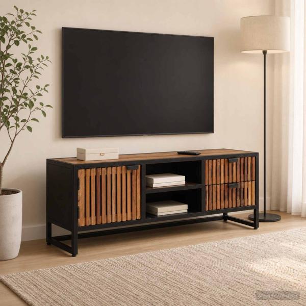 ARDEBO.de - TV-Schränk mit Schubladen mit Speicher mit Tür 105 x 30 x 40 cm