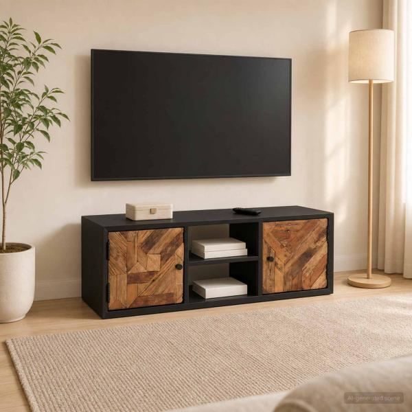 ARDEBO.de - TV-Schränk 105 x 30 x 35 cm Massiv Holz und engineered Wood