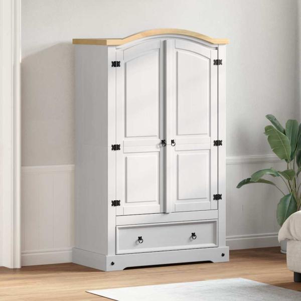 ARDEBO.de - Kleiderschrank CORONA Weiß 101 x 52 x 170 cm