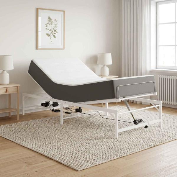 ARDEBO.de - Elektrisch verstellbares Bettgestell Weiß 90 x 200 cm Stahl