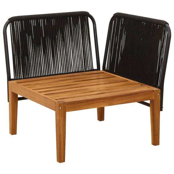 Garten-Ecksofa mit Kissen Massives Akazienholz & Seil Natur