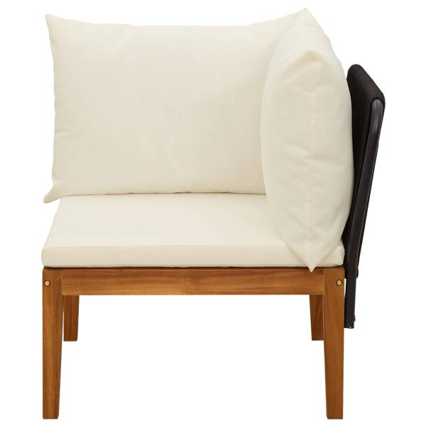 Garten-Ecksofa mit Kissen Massives Akazienholz & Seil Natur