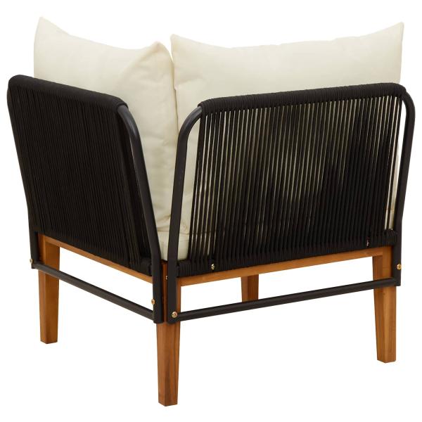 Garten-Ecksofa mit Kissen Massives Akazienholz & Seil Natur