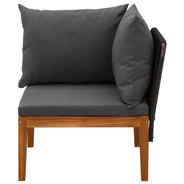 Garten-Ecksofa mit Kissen Massives Akazienholz & Seil Natur