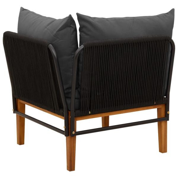 Garten-Ecksofa mit Kissen Massives Akazienholz & Seil Natur