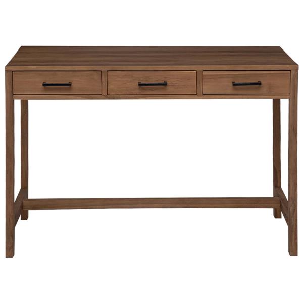 Schreibtisch mit Schubladen Natur Massivholz Teak