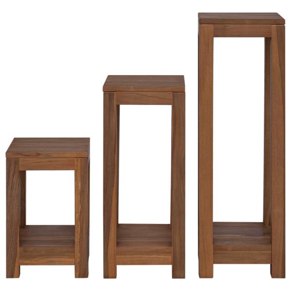 Pflanzenständer 3 Stk. Natur 25 x 25 x 80 cm Massivholz Teak