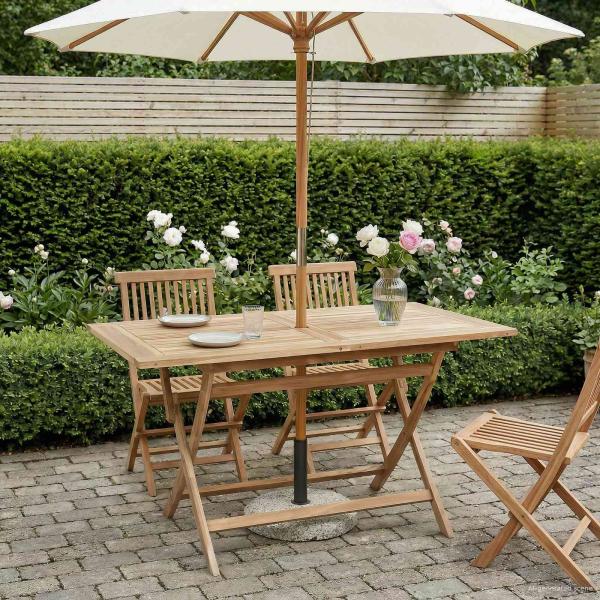 ARDEBO.de - Klappbarer Gartentisch Natur 120 x 70 x 75,5 cm