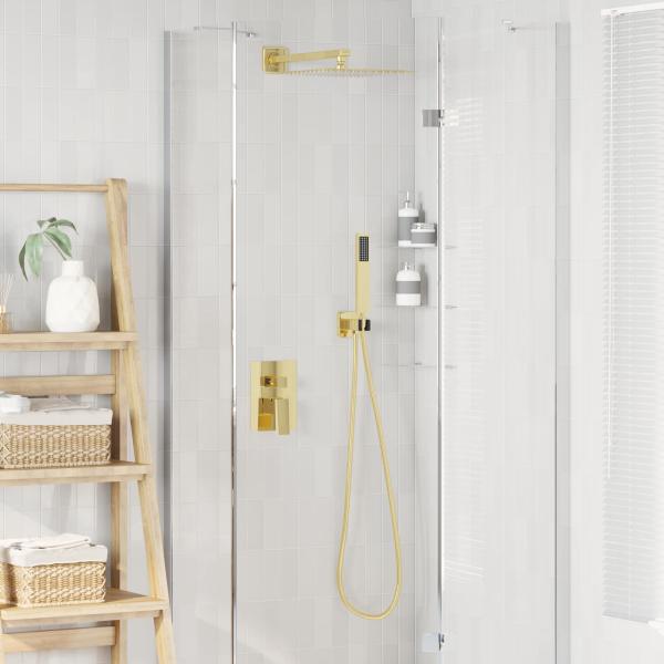 ARDEBO.de - Verborgenes Duschsystem (Quadrat) Gold Edelstahl 201
