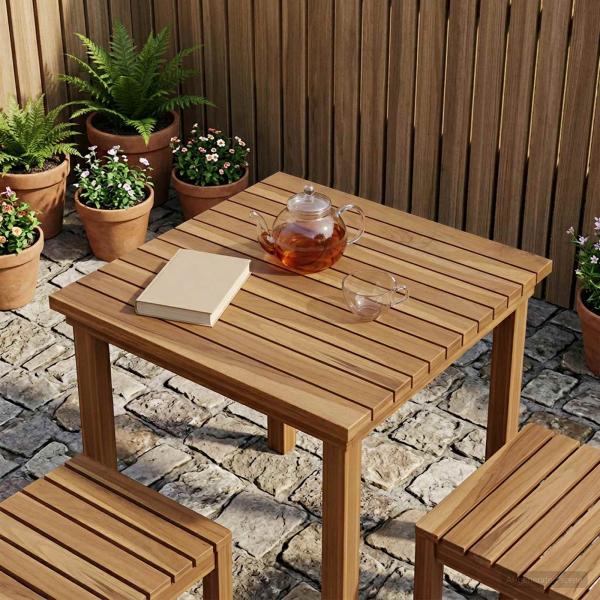 ARDEBO.de - Tischplatte 50 x 50 x 3,5 cm Quadratisch Massives Teakholz