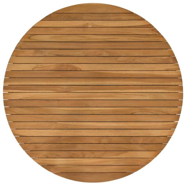 Tischplatte Ø 90 x 3,5 Rund Massives Teakholz Natur