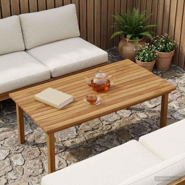 ARDEBO.de - Tischplatte 100 x 50 x 3,5 cm Rechtwinklig Massives Teakholz
