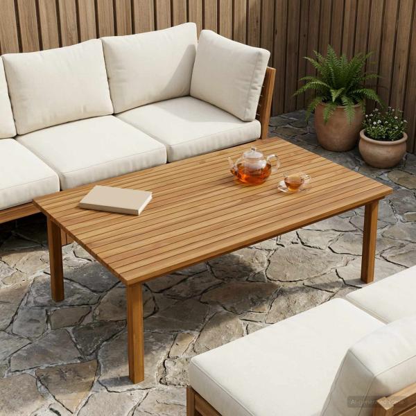 ARDEBO.de - Tischplatte 120 x 70 x 3,5 cm Rechtwinklig Massives Teakholz