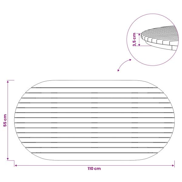 Tischplatte 110 x 55 x 3,5 cm Oval Massives Teakholz Natur