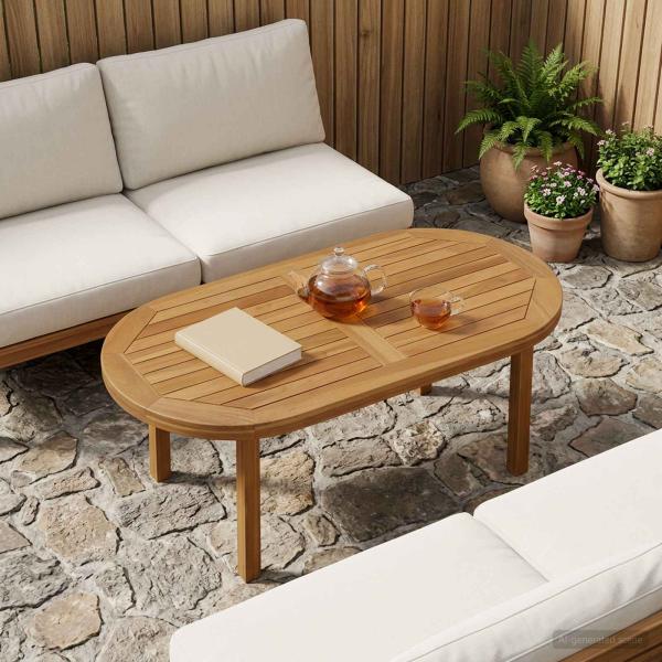 ARDEBO.de - Tischplatte Oval Massives Teakholz Natur