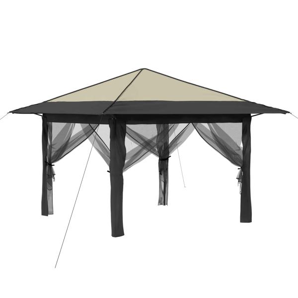Gazebo mit 4 Seitenwänden 3,3 x 3,3 m Creme und Anthrazit