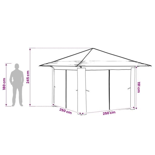 Gazebo mit 4 Seitenwänden 3,3 x 3,3 m Creme und Anthrazit