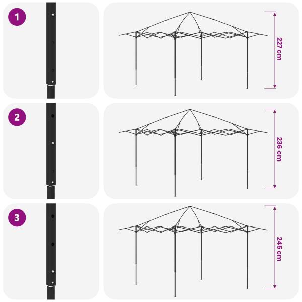 Gazebo mit 4 Seitenwänden 3,3 x 3,3 m Creme und Anthrazit