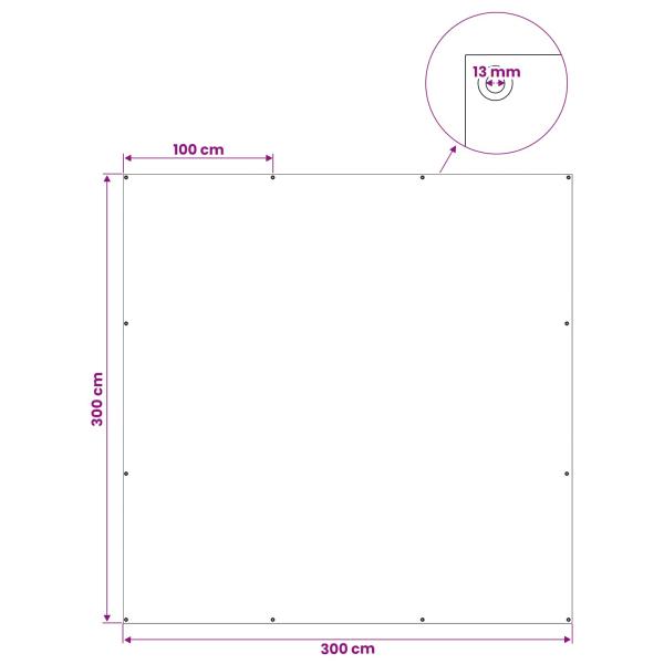 Plane mit Ösen Anthrazitgrau 3 x 3 m 260 gsm PE