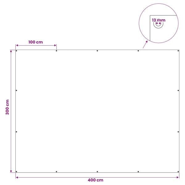 Plane mit Ösen Anthrazitgrau 3 x 4 m 260 gsm PE