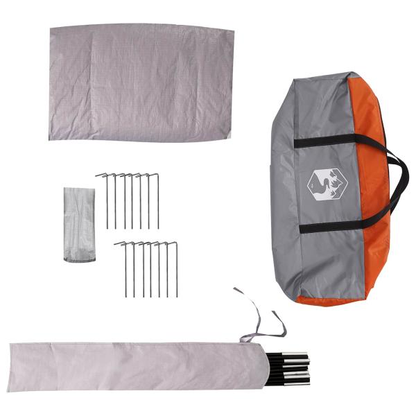 3 Personen Grau und Orange 185T Polyester mit PU-Beschichtung