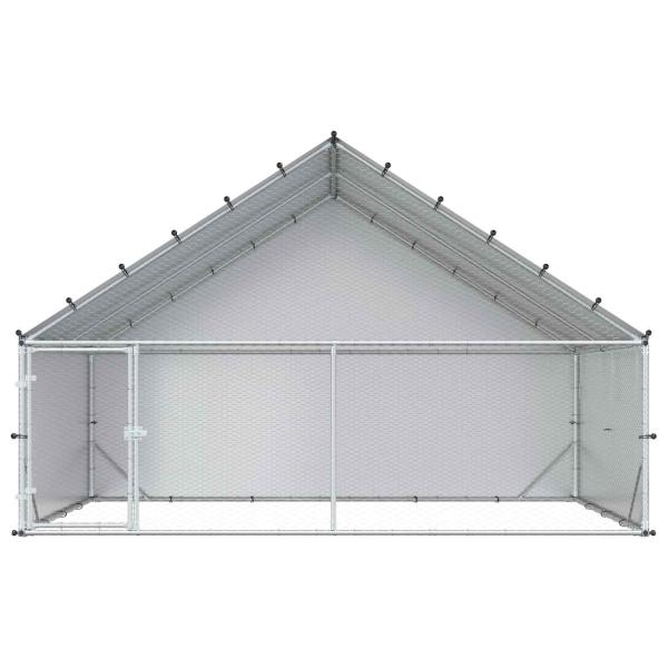 Hühnerstall mit Dach Silber 300 x 200 x 190 cm Verzinkter Stahl