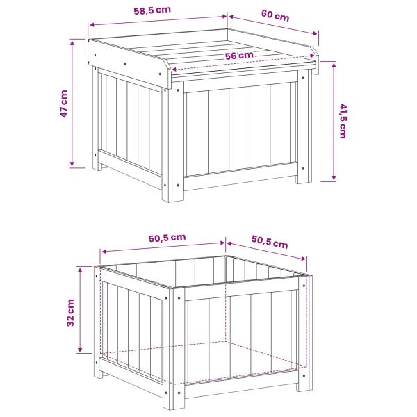 Garten-Kissenbox aus Imprägniertes Kiefernholz 58,5 x 60 x 47 cm