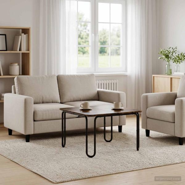 ARDEBO.de - Couchtisch Geräucherte Eiche 59 x 59 x 45 cm Holzwerkstoff