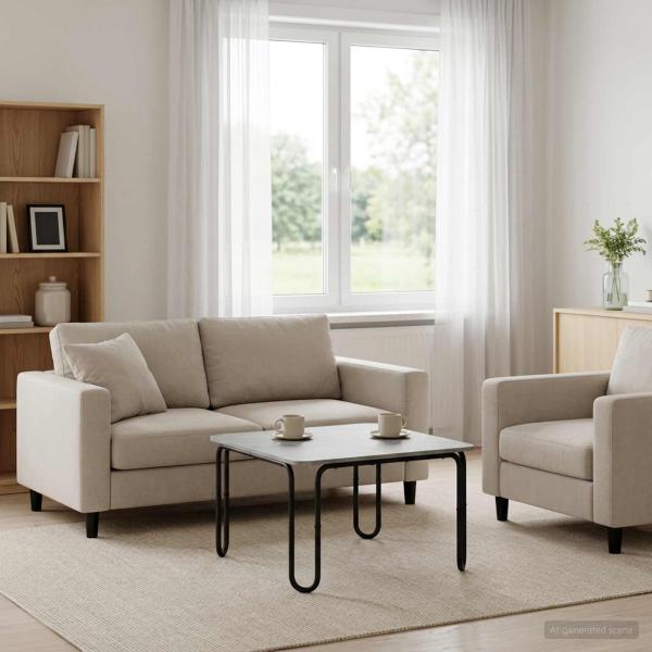 ARDEBO.de - Couchtisch Betongrau 100 x 100 x 45 cm Holzwerkstoff