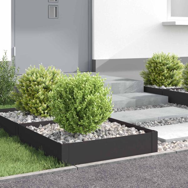 ARDEBO.de - Raseneinfassung 4 stk. 60 x 60 x 20 cm Stahl Schwarz