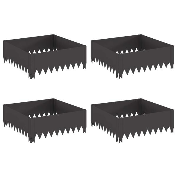 Raseneinfassung 4 stk. 60 x 60 x 20 cm Stahl Schwarz