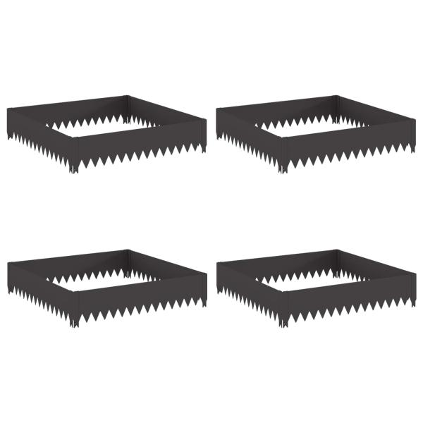 Raseneinfassung 4 stk. 100 x 100 x 20 cm Stahl Schwarz
