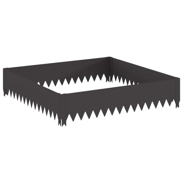Raseneinfassung 4 stk. 100 x 100 x 20 cm Stahl Schwarz