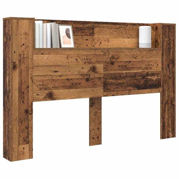 Stauraum-Kopfteil mit LED Altholz-Optik 160 cm Holzwerkstoff