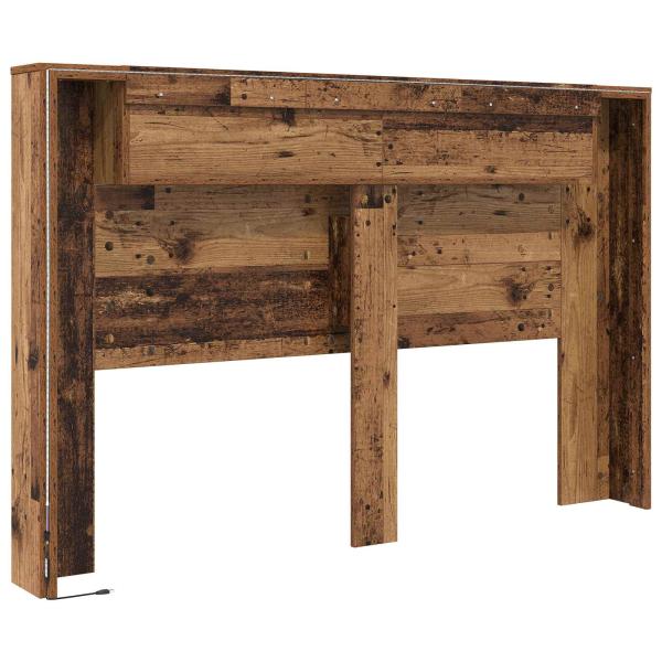 Stauraum-Kopfteil mit LED Altholz-Optik 160 cm Holzwerkstoff