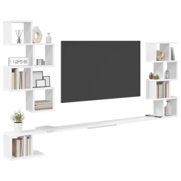Wandmontiertes TV-Regal Weiß 200 x 15 x 94 cm Holzwerkstoff