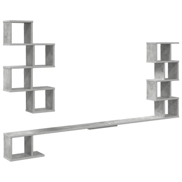 Wandmontiertes TV-Regal Betongrau 200 x 15 x 94 cm